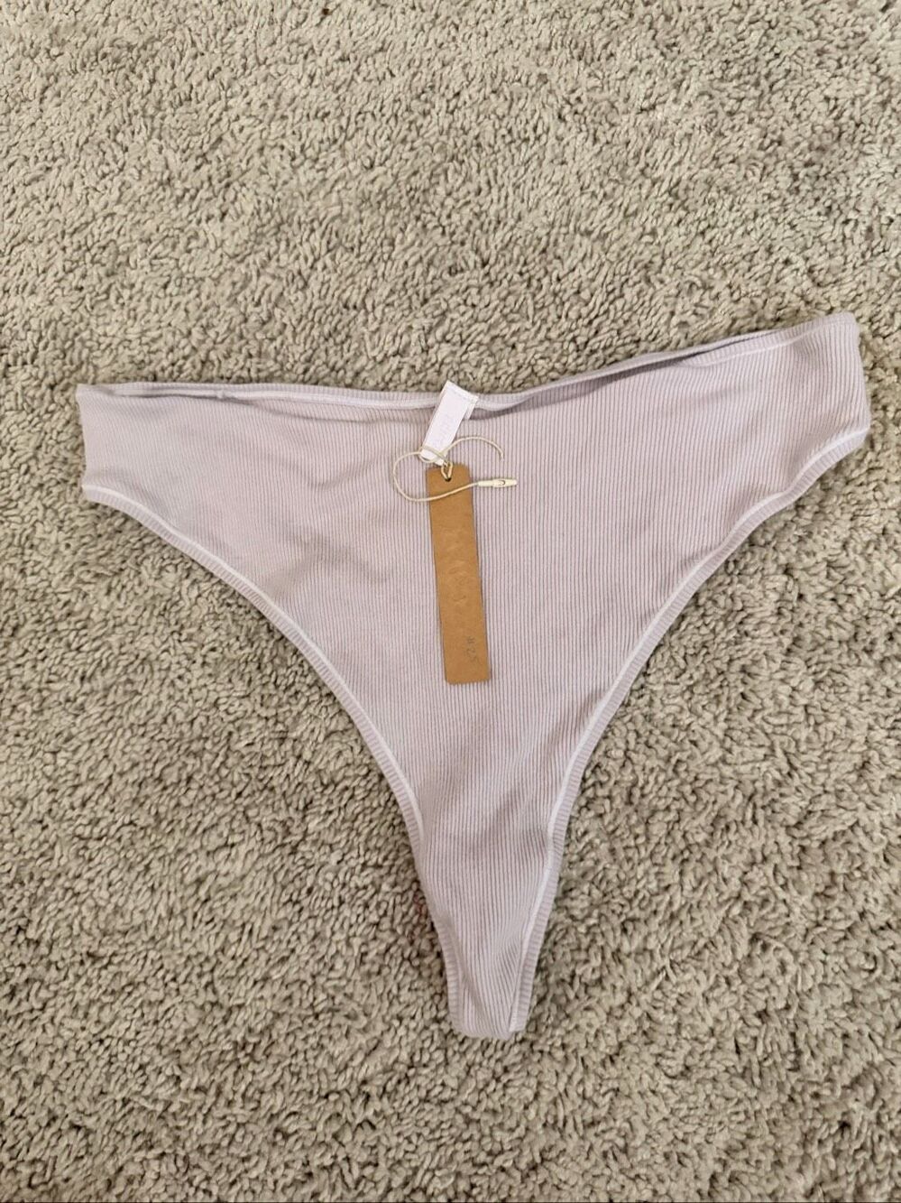 SKIMS Womens Light Grey Ribbed Cotton High Waist Thong Underwear NWT Size 4X